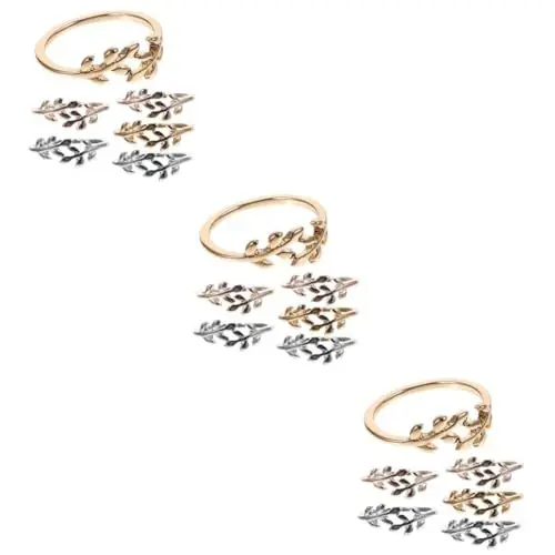 Produktbild: SHINEOFI 18 Stk geflochtener Ring Ringe zum Häkeln Schlaufenring häkeln Garnring werkzeug Strickring Strickhäkelring empfindlich Schmuck Lorbeerblatt Fingerhut Fräulein Spannring Legierung