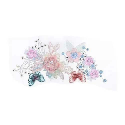 Produktbild: SHINEOFI 1Stk Blumen tuch aufkleber Hochzeitsdekorationen für die Zeremonie DIY-Applikation Perlenaufkleber pailletten sequin kleidung dekorationen selber machen Blumenstoffaufkleber PVC