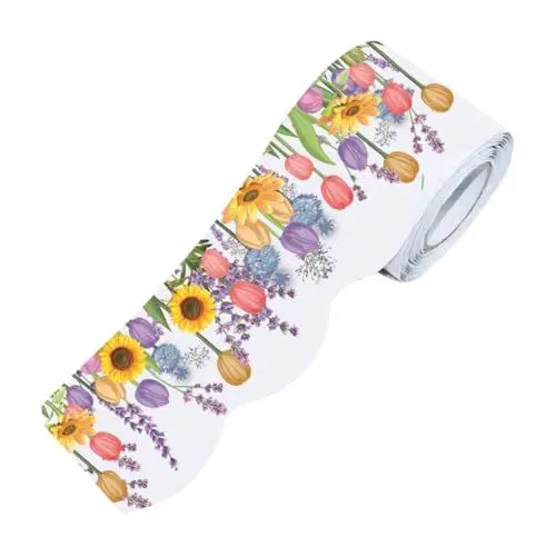 Produktbild: SHINEOFI 1 Rolle Tulpendekorpapier Bordüre Beschneiden Tafelrand Festival-bordüre Abnehmbare Bordüre Festival Pinnwand Grenze Grenzen Klassenzimmer Bulletin Bulletin-zubehör Aufkleber