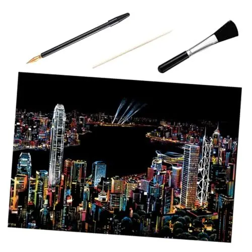 Produktbild: SHINEOFI 1 Satz Notizen abkratzen kunst für kratzbilder Bastelset gold stift malerzubehör werkzeug basteln Zeichenpapier kratzen Kratzpapiere für Kratzmalerei Bambus Black
