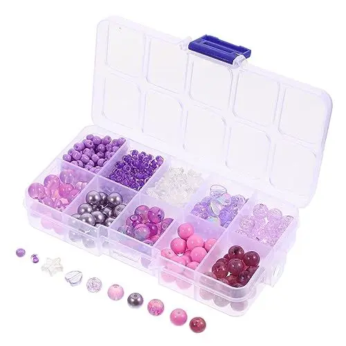 Produktbild: SHINEOFI 1 Satz Perlen Zubehör Selber Machen Verschiedene Stilperlen Künstliche Jadeperlen Abstandsperlen Diy Schmuck Lose Smaragd-armband Handgefertigte Perlen Jade-schmuck Violett Plastik