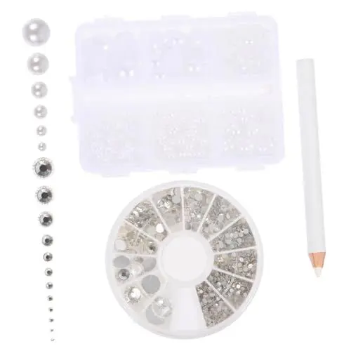 Produktbild: SHINEOFI 1 Set Nachahmung Von Perlen Flach Diamant DIY Bastelanhänger DIY Charms Bastelzubehör Strass Charms Halbkreis Perlen Charm Dekorative Bastelperlen Perlen Für