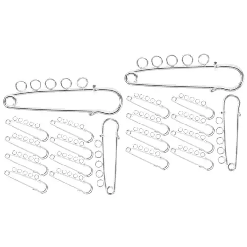 Produktbild: SHINEOFI 20 STK 5-Loch-Sicherheitsnadel Brosche Löcher Stift Ausschnitt Sicherheit strickzubehör basteln brosche Basis stifte Broschenfunde Quilten Decke Gürtelring Rock