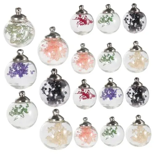 Produktbild: SHINEOFI 20 Stück Glaskugel Anhänger Dekorative Kugel Getrocknete Mit Glastopf Hohle Kugel Ornament Transparente DIY Flasche Klare Glaskugeln Nachrichtenglas