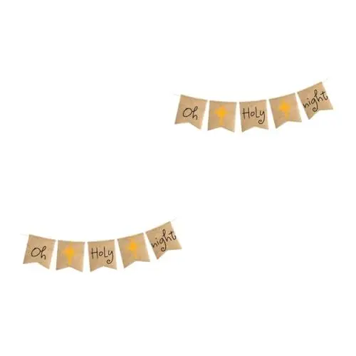 Produktbild: SHINEOFI 2St Jutebanner Kirchendekorationen Weihnachtsbanner Kaminsimsdekorationen Weihnachtskamin Heiligabend-Banner oh-heilige-nacht-banner Weihnachten schmücken Ammer das Banner