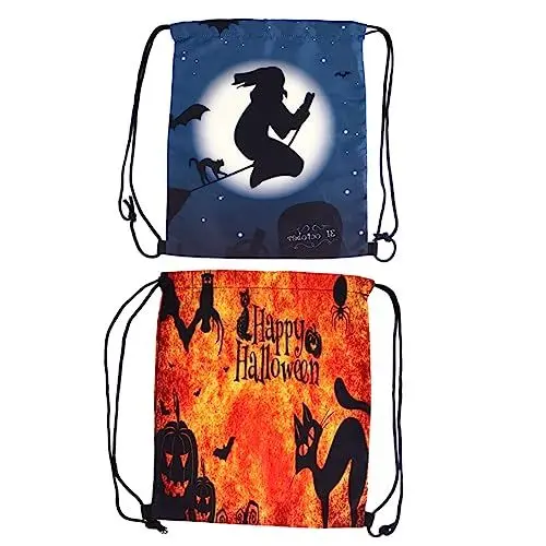 Produktbild: SHINEOFI 2st Kürbis- -kordel Tasche Halloween-rucksack Mit Kordelzug Halloween-partytüten Aufbewahrungsbeutel Mit Kordelzug Outdoor-rucksack Draussen Aufbewahrungstasche Polyester Fabrik