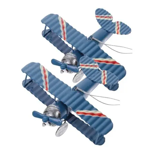 Produktbild: SHINEOFI 2st Retro-flugzeugmodell -Flugzeuge Flugzeugmodelldekoration Modellflugzeuge Retro-Flugzeuge Desktop-Ebene Dekoratives Flugzeugmodell Heimdekoration Eisen Blue