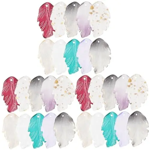 Produktbild: SHINEOFI 30 STK simulierter Blattanhänger glasanhänger Schmuck basteln Personalisierte Schmuckstücke Blattform Perlenschmuck Charm-Armbänder Charm-Armband-Charms dekorativer DIY-Anhänger