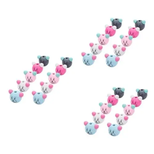Produktbild: SHINEOFI 30 Stk Farbige Holzperlen Kinderperlen Zubehör Zur Herstellung Von Armbändern Charm-halskette Partystock Basteln Kit Zur Perlenherstellung Bambus Kleinkind Bastelbedarf Charme