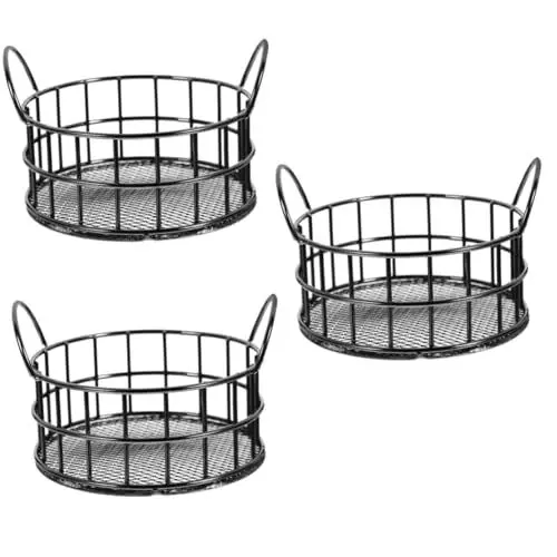 Produktbild: SHINEOFI 3St Schreibtisch Aufbewahrungsbox runder Aufbewahrungskorb Snackbehälter aufbewahrungsdose storage boxes Sicherungsdraht Bürobedarf Korbhalter Draht-Organizer Obst Metall Mülleimer