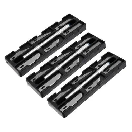 Produktbild: SHINEOFI 3 Sätze Schnitz Messer Set bastelzeug Craft Gravurmesserset handwerkermesser Rasierklingen Schnitzmesser multifunktionswerkzeug Schnitzwerkzeug Schnitzstift Edelstahlklinge Silver