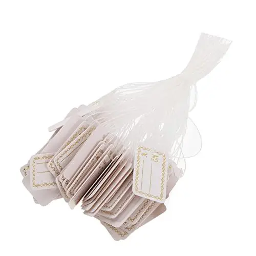 Produktbild: SHINEOFI 500 Stück Schnur hängende Preisschilder weiße Klebeetiketten Schmuck Aufkleber preisaufsteller kleidungsetiketten Markierungsschild zum Aufhängen Preisschilder für Einkaufszentrum