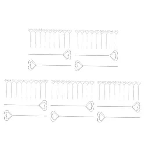 Produktbild: SHINEOFI 5 Sätze Herzförmiges Nachrichtenfeld Inhaber Einer Partykarte Herzförmiger Drahtclip Platzkartenhalter Mit Herz Herzringschleife Blumen-picks-kartenhalter Eisen Silver 20 Stück * 5