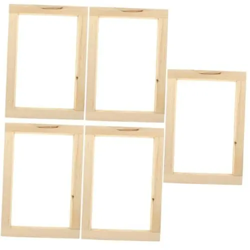 Produktbild: SHINEOFI 5st Siebdruckrahmen DIY-Rahmen Drucken Bilderrahmen Halter Für Siebdruck Haushaltsgeräte Rahmenform Aus Holz Für Die Papierherstellung Hölzern Material Waschbar