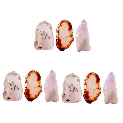 Produktbild: SHINEOFI 9 Stk grober Achat-Anhänger Perlenketten Schmuck weihnachtsgeschenke weihnachts präsente dekorative Steine natürlicher Achatstein Achat-Stein-Anhänger Nacken Zubehör Achatscheiben