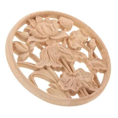 Produktbild: SHINEOFI Runder Holzdekor Holz für Möbel Elegante Handgeschnitzte Wand und Möbelverzierung für Schränke und Deko Langlebig und