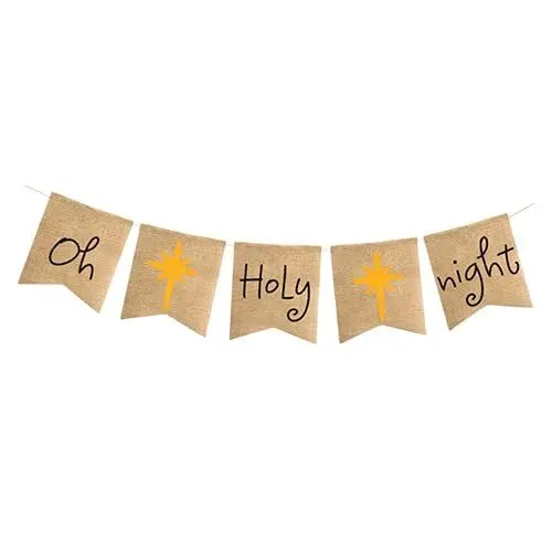 Produktbild: SHINEOFI Zikadenzauber Knödel-Bambustablett muslimische Fahne Weihnachtskamin Kaminsimsdekorationen oh-heilige-nacht-banner Heiligabend-Banner Weihnachten schmücken Requisiten das Banner