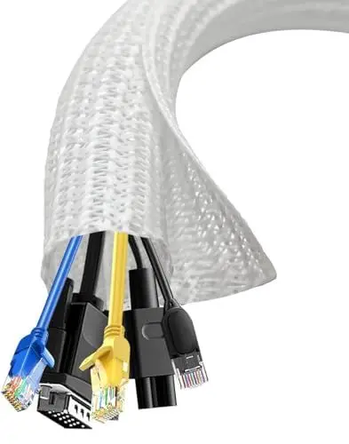 Produktbild: shinfly 13mm-3m Kabelschlauch Selbstschließend Weiß, Kabelmanagement, Flexibler Kabelkanal für TV und Computer, Versteckten Kabelschutz und Kabelverwaltung