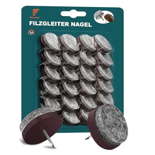 Produktbild: shinfly 24 Stück Filzgleiter für Stühle - Ø 22mm Stuhl Filzgleiter Nagel Möbelgleiter mit 4mm Dicke - Filz Stuhlgleiter für Möbel Böden