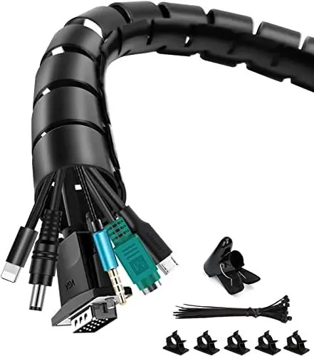 Produktbild: shinfly 2 x 1.5m Kabelschlauch Selbstschließend Schwarz, Durchmesser 16mm+22mm Flexibel Kabelkanal mit 20pcs Kabelbinder, 5 Kabelclips, 1 Drahtführungsclip, Kabelschutz Kabelmanagement für TV Computer