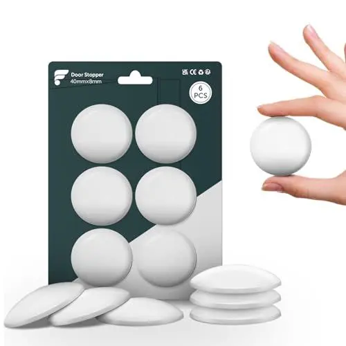 Produktbild: shinfly Türstopper Wand Selbstklebend - 6 stück Wandtürstopper(Mitte), 40x8 mm -wandschutz, Door stopper Türen und Wände, Türstopper Wand selbstklebend für Schlafzimmer und Küche (Weiß)