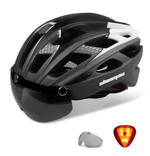 Produktbild: Shinmax Fahrradhelm Herren Damen Fahrradhelm mit Visier Magnetische Abnehmbarer Schutzbrille Fahrradhelme mit Licht Erwachsene Radhelm Cityhelm Einstellbarer Atmungsaktiv Sicherheitsschutz MTB Helm