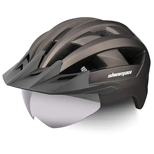 Produktbild: Shinmax Fahrradhelm für Herren Damen MTB Fahrradhelm mit LED USB Rücklicht Radhelm mit Visier Magnetischem Abnehmbarem Schutzbrille Mountainbike Helm Fahrradhelme Einstellbarer 57-62 cm