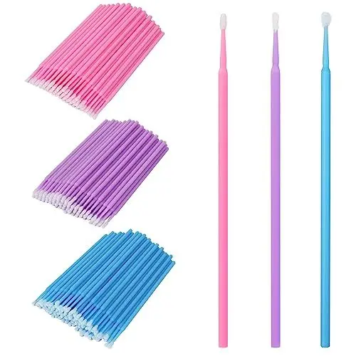 Produktbild: Shintop 300 Stück Microbrush Wimpernverlängerung für Makeup, Zahn- und Mundpflege (Lila+Blau+Rosa)
