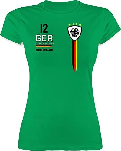Produktbild: Shirt Damen - 2026 Fussball Fanartikel - Deutschland WM Trikot Farben - XL - Grün - Deutschland. Tshirt em Trikots fußball German Funshirts für Frauen Deutschland-Fanartikel em-Trikots fußball.