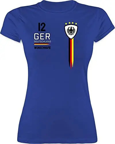 Produktbild: Shirt Damen - 2026 Fussball Fanartikel - Deutschland WM Trikot Farben - M - Royalblau - Deutschland. Tshirt em Trikots fußball German Funshirts für Frauen Deutschland-Fanartikel em-Trikots