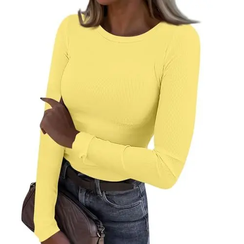 Produktbild: Shirt Langarm Damen,Damen Langarmshirt Rundhals Stretch Pullover Elegant Langarm Oberteile Hemd Tshirts Basic Tops