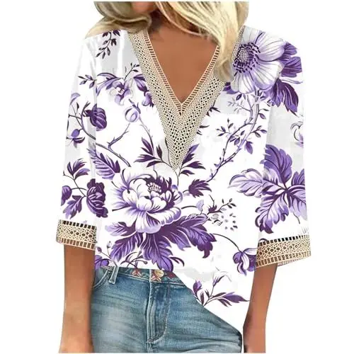 Produktbild: Shirt Puffärmel Damen Lässige Oversize Shirt Bluse Kurzarm Damen Leinen Shirt Damen Sommer Damen Kleidung Sal Kostüm Damen Leinenjacke Damen Musselin Top Damen