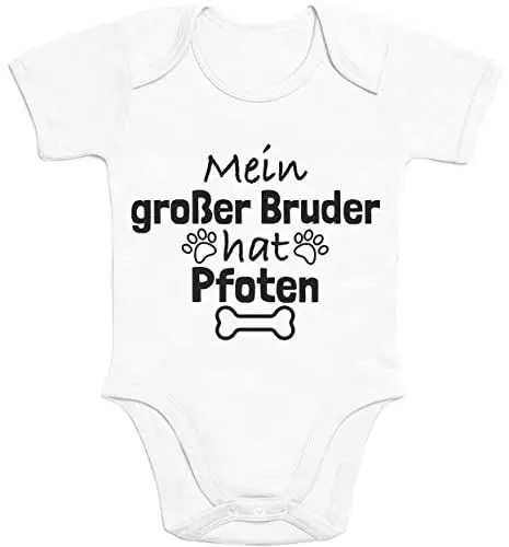 Produktbild: Shirtgeil Baby Body Kurzarm Mein großer Bruder hat Pfoten Geschwister Geschenk Hunde Newborn Weiß