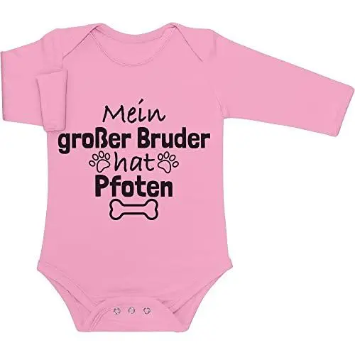 Produktbild: Shirtgeil Baby Body Langarm Mein großer Bruder hat Pfoten Geschwister Geschenk Hundeliebhaber Newborn Grau