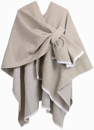 Produktbild: Shmily Girl Poncho Damen Strick Reversibel Cape Decke Elegant Warme Schultertuch Gestrickter Schal Mantel für Frühling Herbst（Khaki）