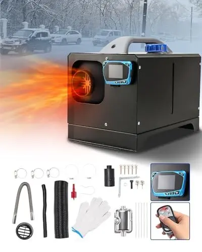 Produktbild: ShockFlo Standheizung Diesel, 12V 5KW Dieselheizung Diesel Lufterhitzer Einteilig, Luft Dieselheizung mit Schalldämpfer LCD Hochwertiges Wohnmobil(Schwarz)