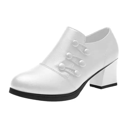 Produktbild: Shoes for Women Halbschuhe Damen Turnschuhe Modische Damen-Sneakers, Lederschuhe, Schuhe mit dickem Absatz, atmungsaktiv, Bequeme Freizeitschuhe Absatz Schwarze Schuhe Damen Elegant (White, 43)
