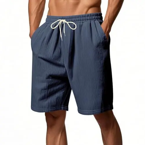 Produktbild: Shorts Herren - Mini Sweat Sweatshorts Kurze Hosen Beige Blau Einfarbig Shorts - M