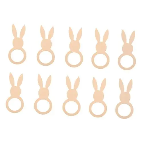 Produktbild: SHOWERORO 10 Stück Holzserviettenringe Mit Hasenmotiv Serviettenhalter Für Osterparty Tischdeko Ostern Serviettenringe in Hasenform