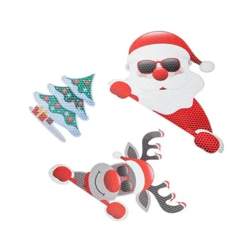 Produktbild: SHOWERORO Weihnachtsdekorationsset fürs Auto magnetische Automagnete reflektierende Lichter Weihnachtsmann und Rentier Autodekorationen für die Feiertage