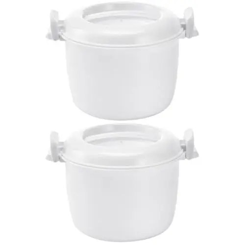 Produktbild: SHOWERORO 2St Mikrowellenherd Mikrowellenreiskocher Mikrowellengeeignetes Kochgeschirr Essensbehälter für die Mikrowelle mikrowellengeschirr Reiskocher für Mikrowelle Weiß Wiederverwendbar