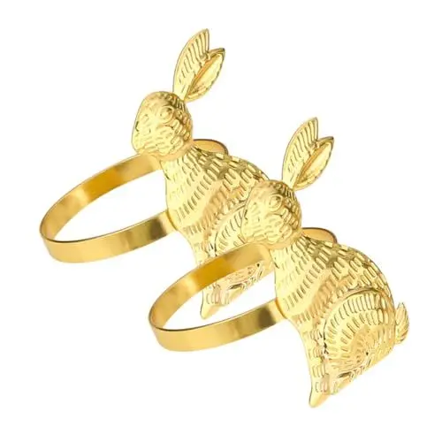 Produktbild: SHOWERORO 2St Serviettenring Bunny Pinchen Easter Napkin Rings zu Ostern ja osterserviettenschnallen Serviettenhalter Party-Serviettenverschluss Serviettenverschlüsse Eisen Golden