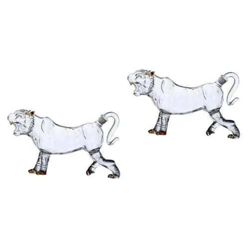 Produktbild: SHOWERORO 2 STK Weinflasche Krug für Küchengläser Spirituosenspender Alkohol Tiger Shaped Wine Bottle Creative Wine Bottle glasflasche transparente Vorratsflasche transparente Tigerflasche