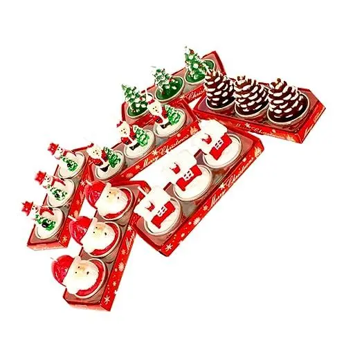 Produktbild: SHOWERORO Flammenlose Kerze Weihnachtslaternen-Set 2er-Pack Weihnachtsparty-Kerze Weihnachts-Paraffinkerzen Weihnachtsparty-Dekoration Festival-Kerze Weihnachtsbedarf zufälliger Stil