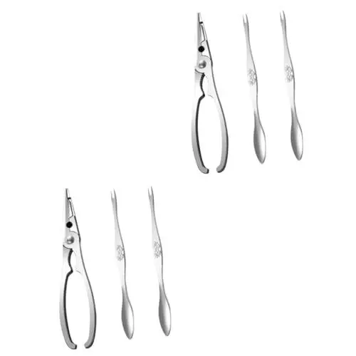 Produktbild: SHOWERORO 2 Sätze Krabbenklauen Partyzubehör zum Kochen von Meeresfrüchten Krabbenpicks Öffner-Werkzeuge Werkzeugset zum von Krabben Küchengeräte Krabbengabeln Rostfreier Stahl Silver