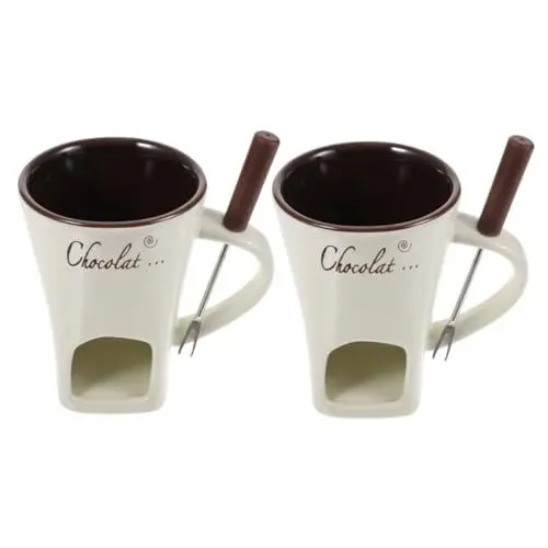 Produktbild: SHOWERORO Elektrischer Fondue-becher Schmelzofen 2 Topf-sets Für Schokoladen-käse-fondue Sicheres Praktisches Material