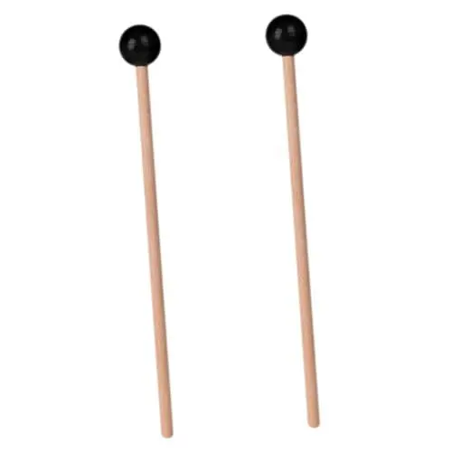 Produktbild: SHOWERORO 2stücke Xylophon Schlägel Mit Holzgriff Percussion Instrumente Gummispitze Für Trommelstöcke Aus Stahl Oder Holz Tragbar Für Reisen Und Live-auftritte