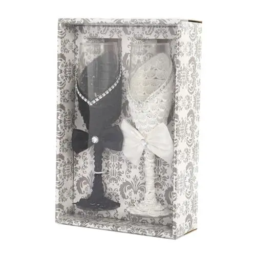 Produktbild: SHOWERORO Weinkelche Zur Hochzeit 2er-set Kristall-partygläser Für Paare Box Inklusive