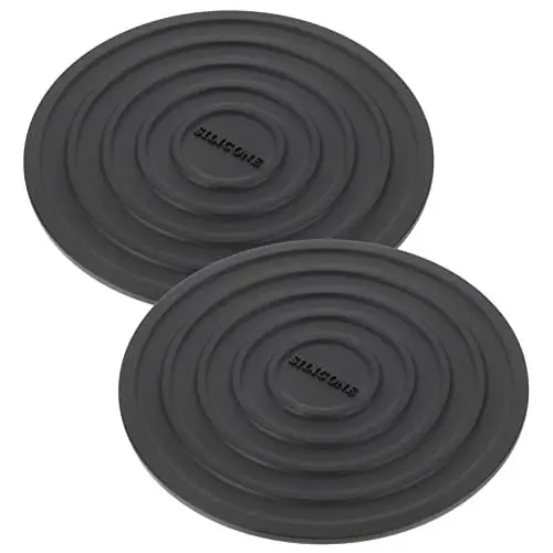 Produktbild: SHOWERORO 2st Platzdeckchen Aus Silikon Tischdekoration Tassenmatten Tassenuntersetzer Mit Verbrühungsschutz Runde Tischsets Trinkbecher-Pads Tassenunterlage Pfannenunterlage Black Kieselgel