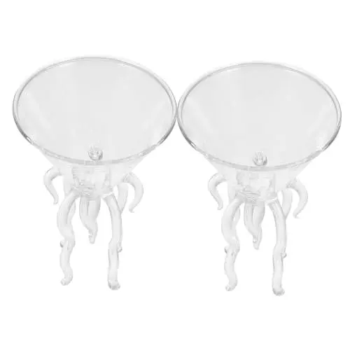Produktbild: SHOWERORO 2st Qualle Tasse Transparent Blase Karaffe Mini Zubehör Modern Gläser Trinken Stengel Umrandet Martinis Rot Halter Whiskey Asti Im Freien Einzigartig Tisch Espresso Eiskaffee Glas